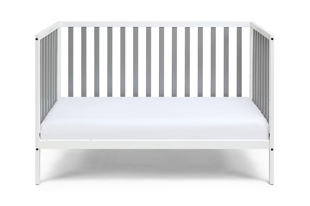 Gray and White Solid and Manufactured Wood Standard Three In One Convertible Crib