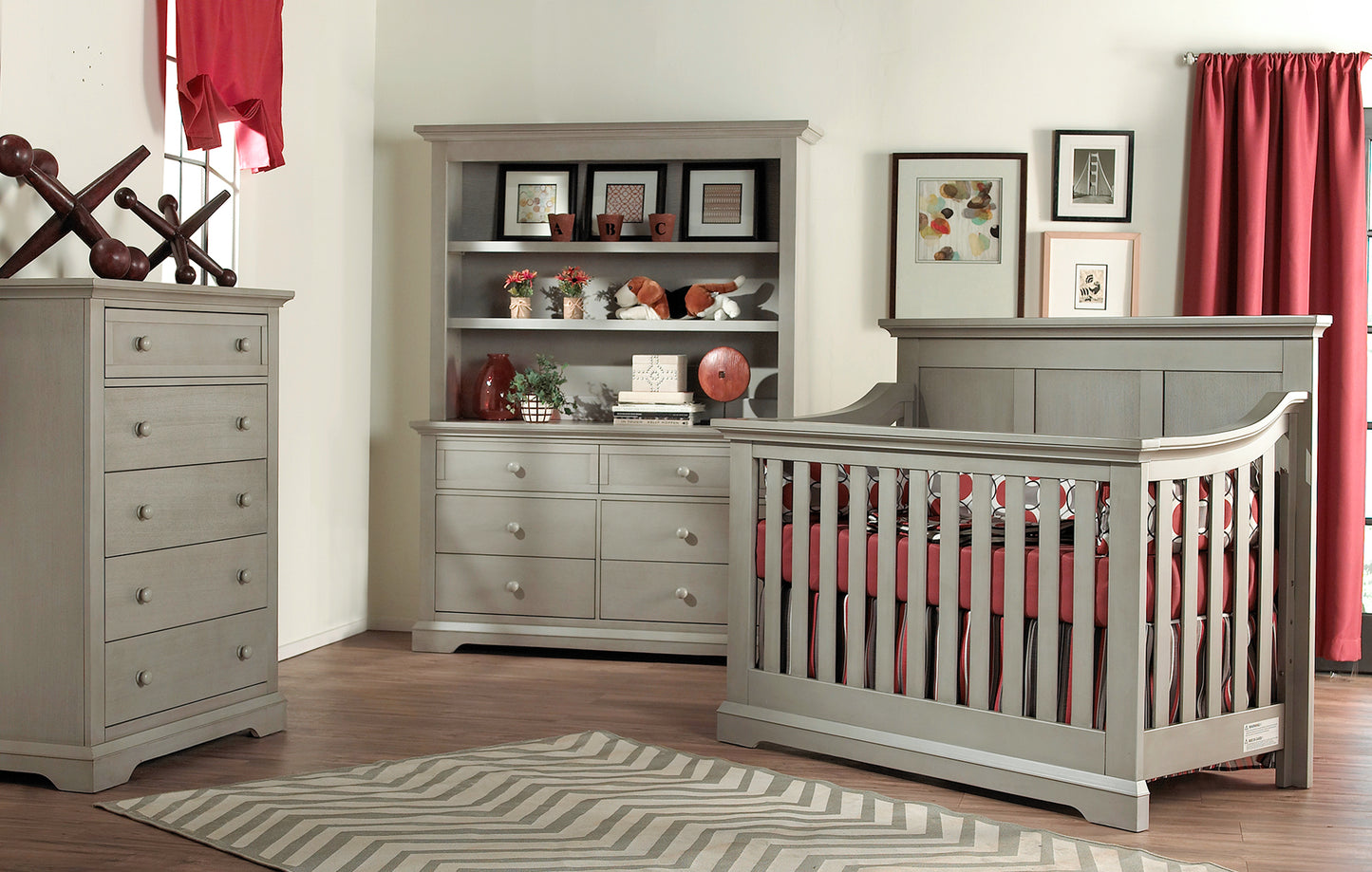 Ash Gray Solid and Manufactured Wood Standard Four In One Convertible Crib