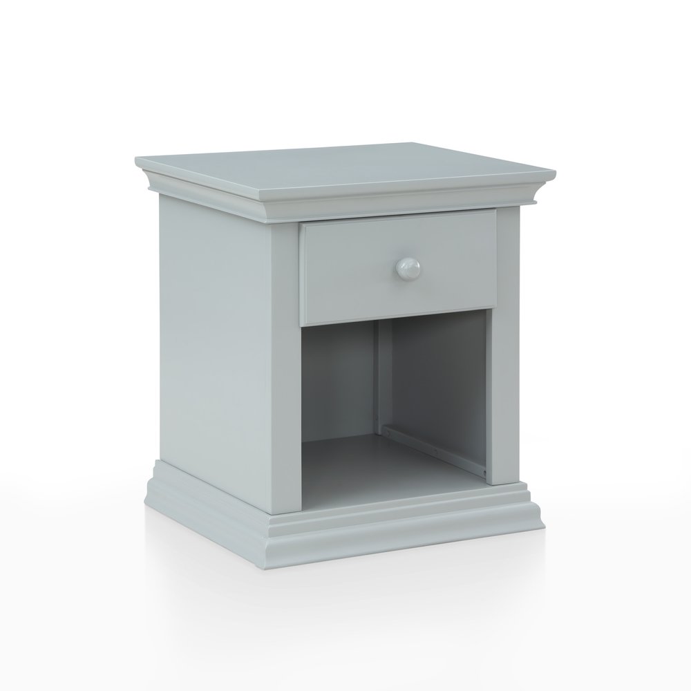 24" Gray Solid Wood and Wood One Drawer Nightstand