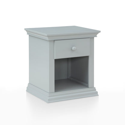 24" Gray Solid Wood and Wood One Drawer Nightstand