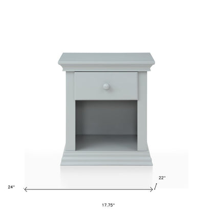 24" Gray Solid Wood and Wood One Drawer Nightstand