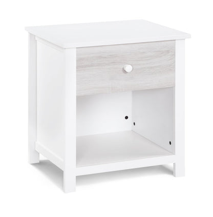 24" White Solid Manufactured Wood and Wood One Drawer Nightstand
