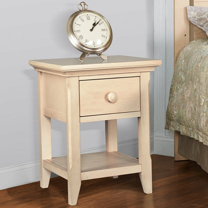 24" Sand Solid Wood Solid and Manufactured Wood One Drawer Nightstand