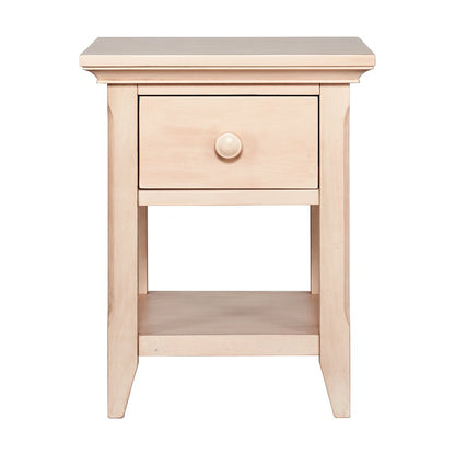 24" Sand Solid Wood Solid and Manufactured Wood One Drawer Nightstand