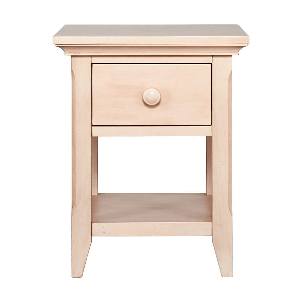 24" Sand Solid Wood Solid and Manufactured Wood One Drawer Nightstand