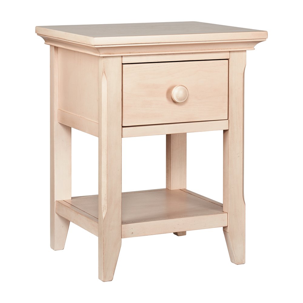 24" Sand Solid Wood Solid and Manufactured Wood One Drawer Nightstand