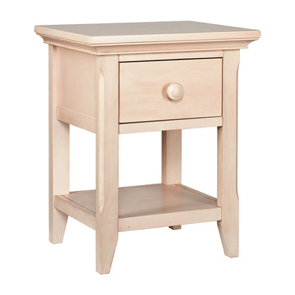 24" Sand Solid Wood Solid and Manufactured Wood One Drawer Nightstand