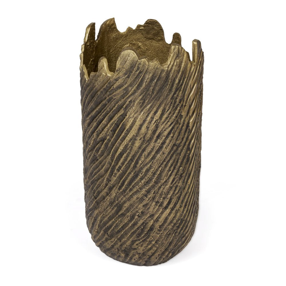 17" Gold Abstract Aluminum Table Vase