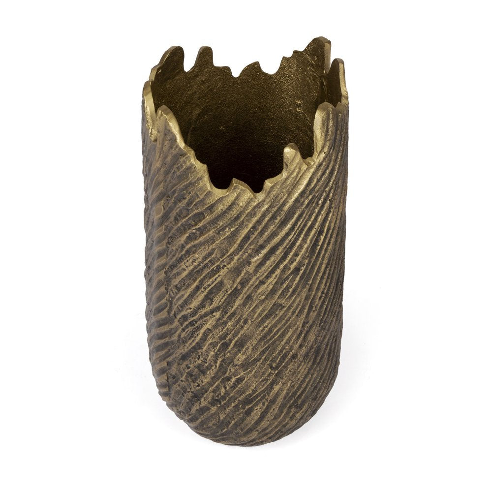 17" Gold Abstract Aluminum Table Vase