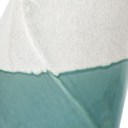 12" Green and Ivory Ombre Wavy Ceramic Table Vase