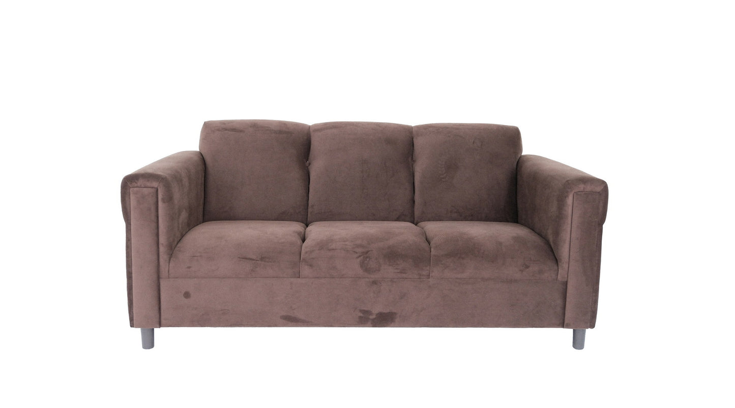 72" Dark Brown Suede Sofa With Black Legs