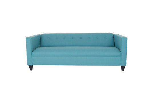 80" Teal Blue Polyester Sofa With Black Legs