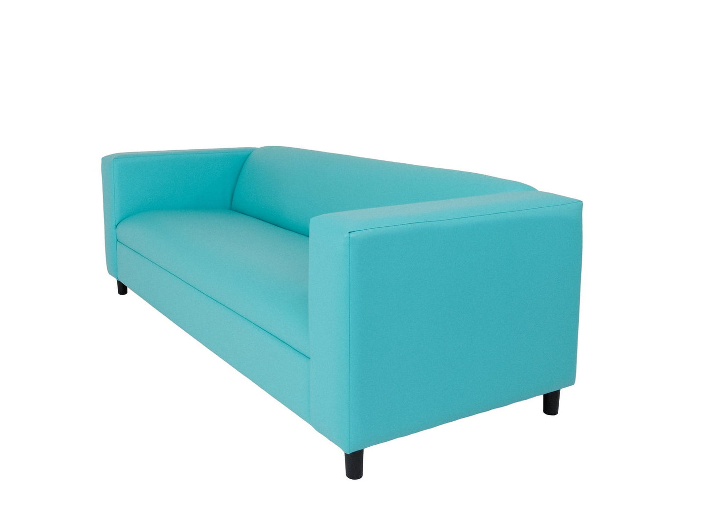 84" Teal Blue Faux Leather Sofa With Black Legs