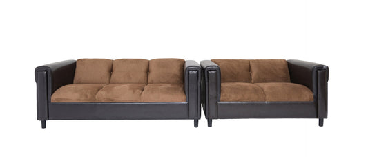 72" Brown Chenille Sofa With Black Legs