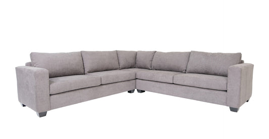 Gray Polyester Blend L Shaped Three Piece Corner Sectional