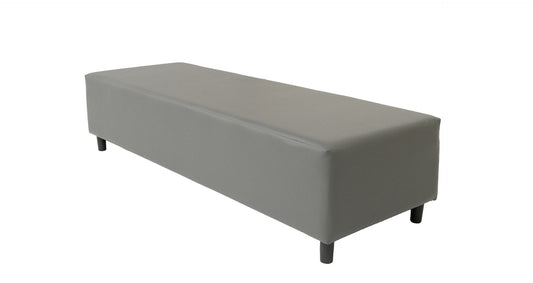 72" Gray and Black Upholstered Genuine Leather Bench