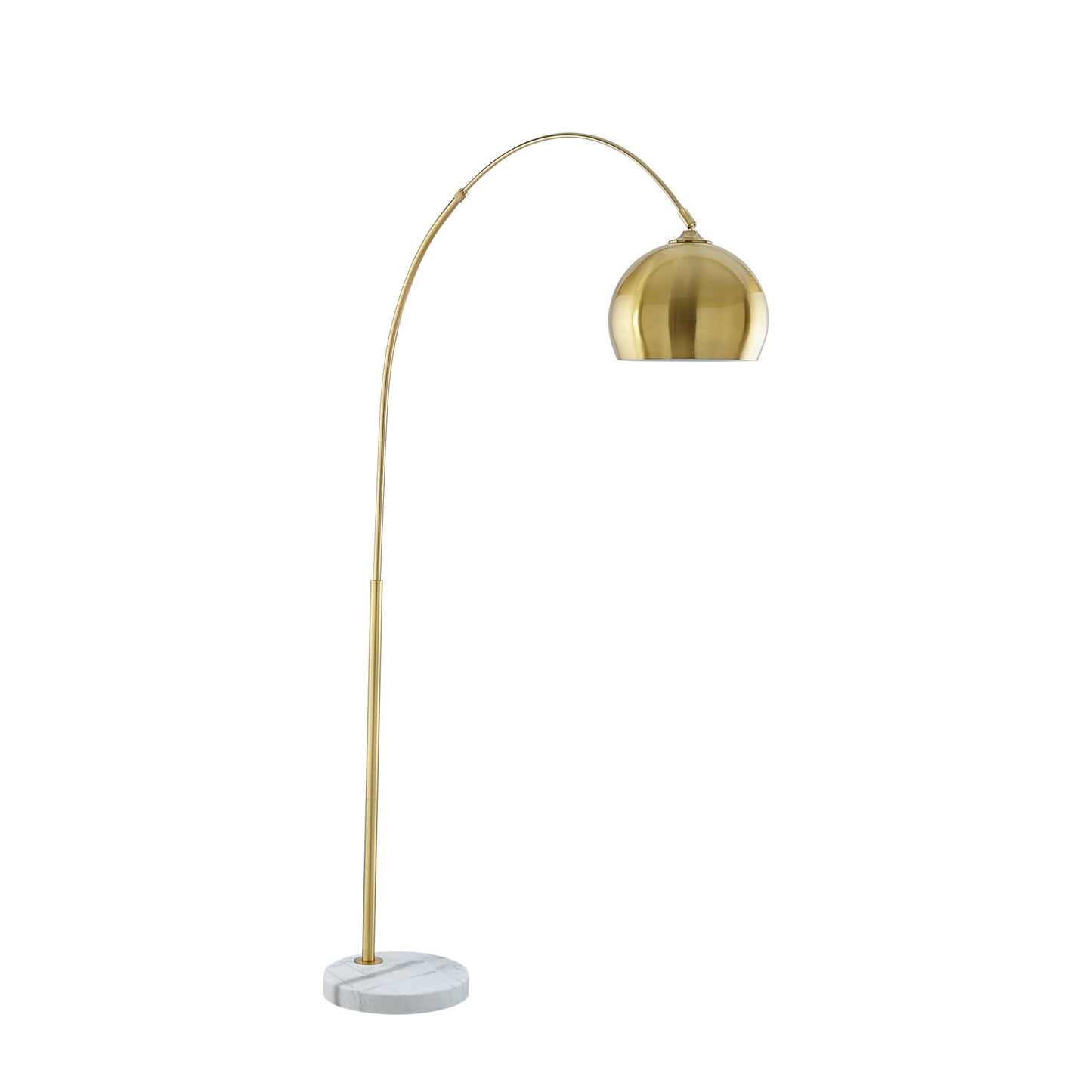 76" Brass Arched Floor Lamp With Black Dome Shade