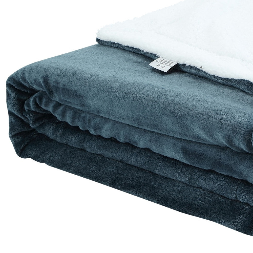 90" X 90" Navy Blue Knitted Polyester Plush Throw Blanket