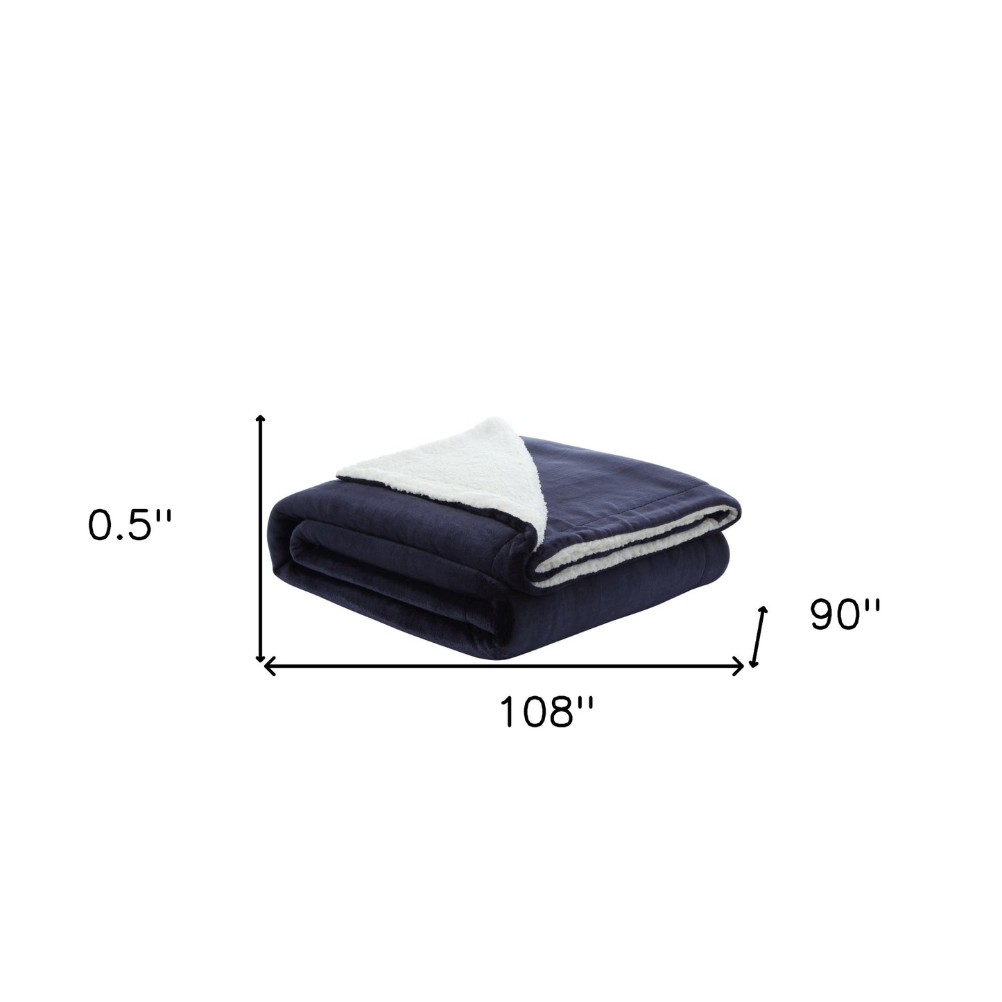 Navy Blue Knitted PolYester Solid Color Plush Queen Blanket
