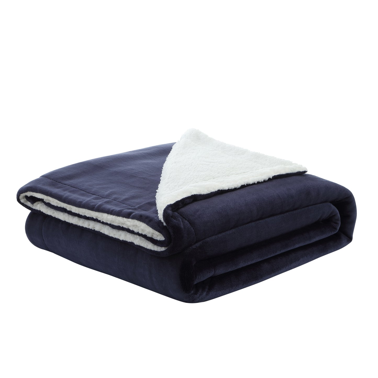 90" X 90" Navy Blue Knitted Polyester Plush Throw Blanket