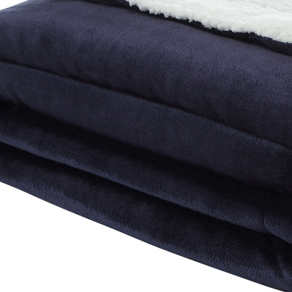 90" X 90" Navy Blue Knitted Polyester Plush Throw Blanket