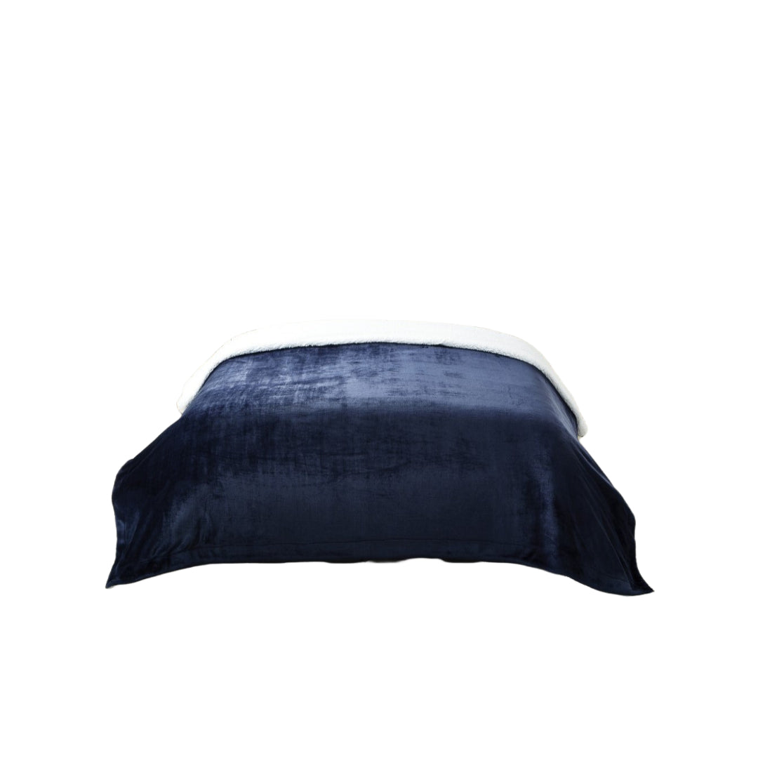 90" X 90" Navy Blue Knitted Polyester Plush Throw Blanket