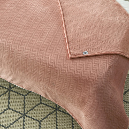 70" X 60" Blush Knitted Polyester Plush Throw Blanket