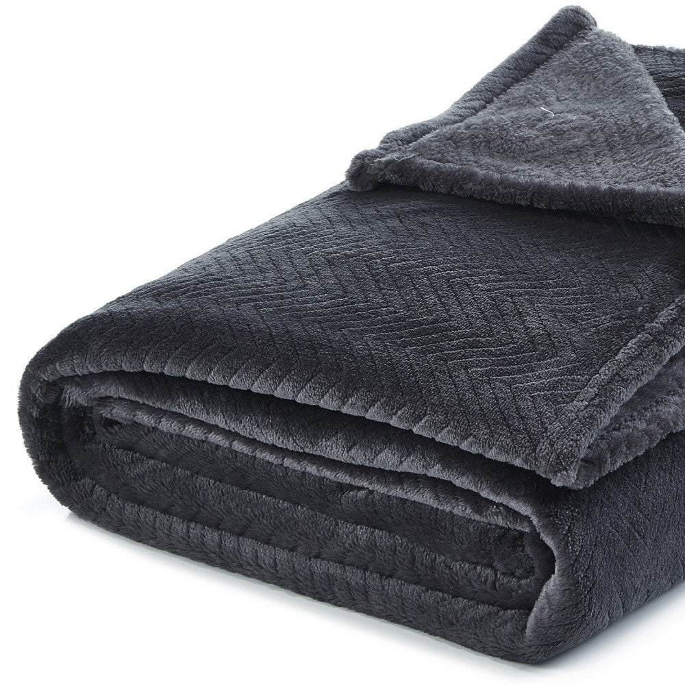 Dark Slate Gray Knitted PolYester Solid Color Plush Throw Blanket