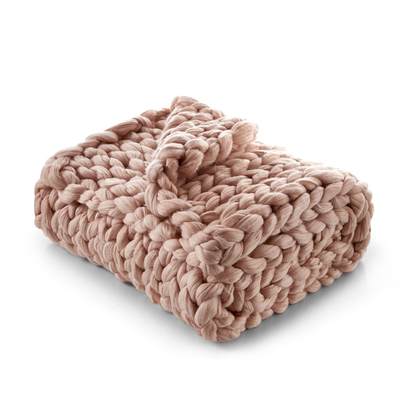 Blush Knitted Polyester Solid Color Throw Blanket