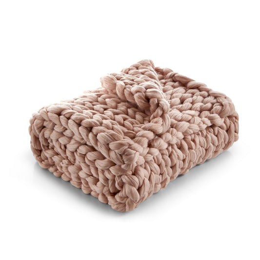 60" X 40" Blush Knitted Polyester Throw Blanket