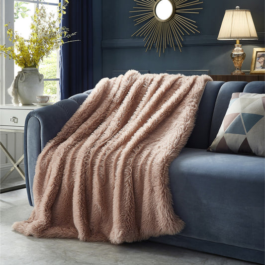 60" X 50" Gray Knitted Polyester Plush Throw Blanket