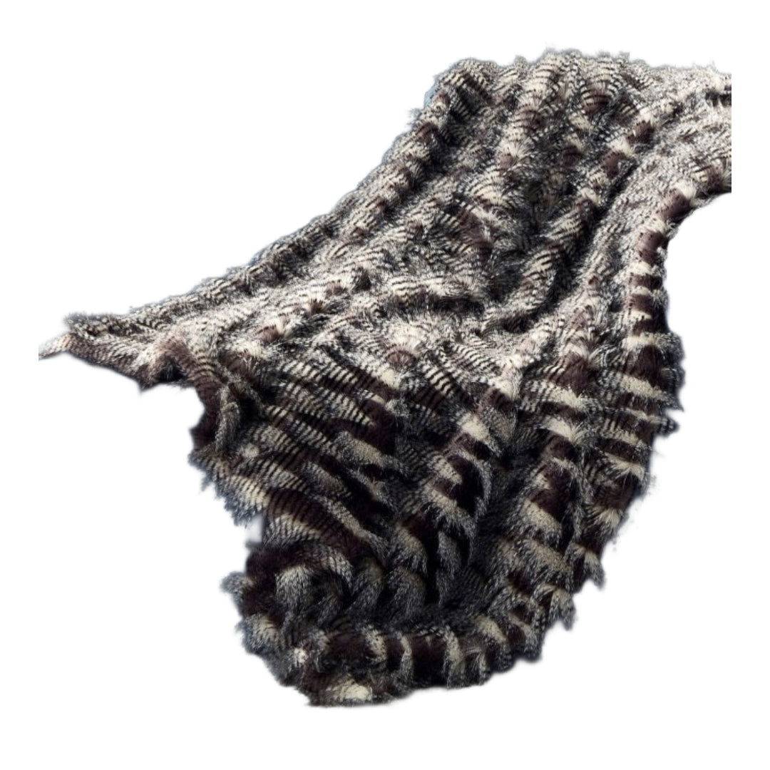 Dark Slate Gray Knitted Acrylic Animal Print Plush Throw Blanket