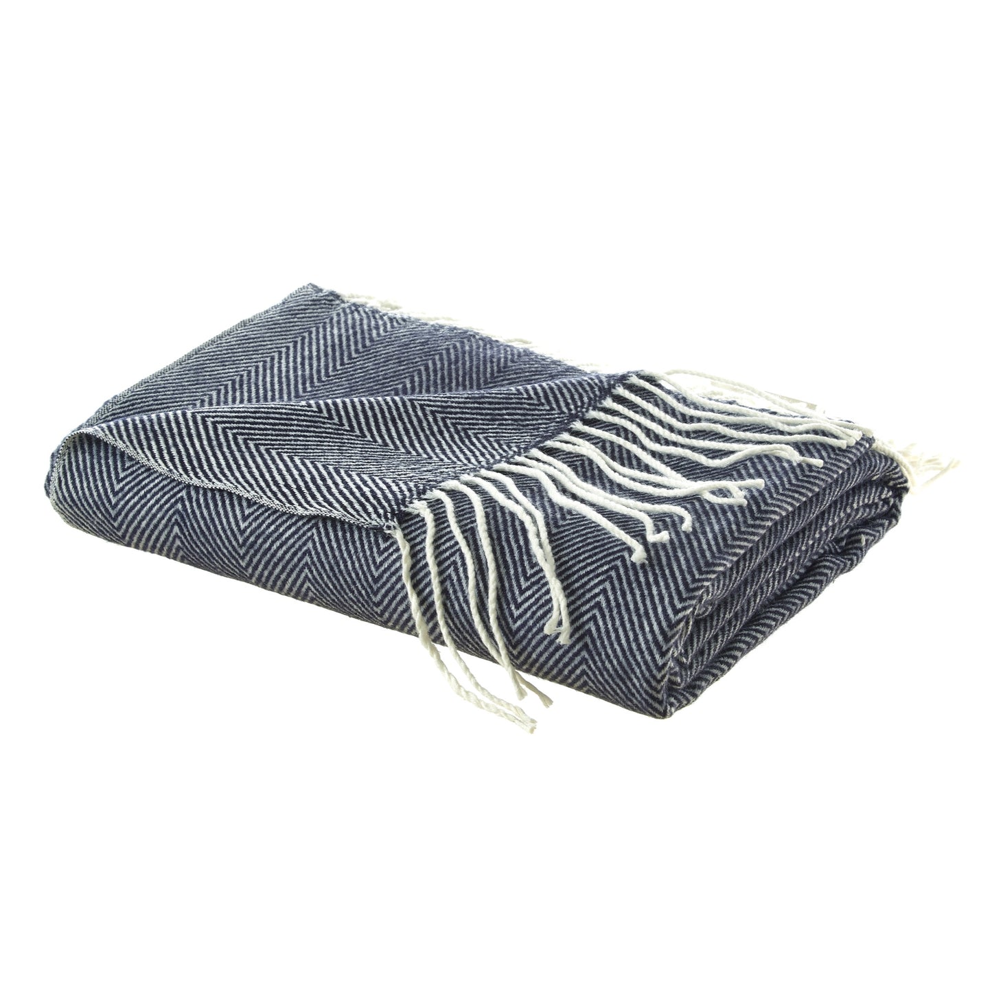 Navy Blue Woven Acrylic Solid Color Throw Blanket