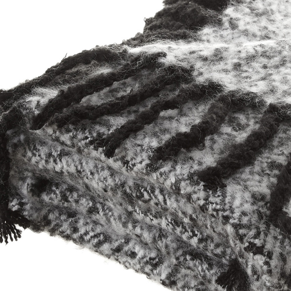 Blush Knitted Acrylic Geometric Throw Blanket