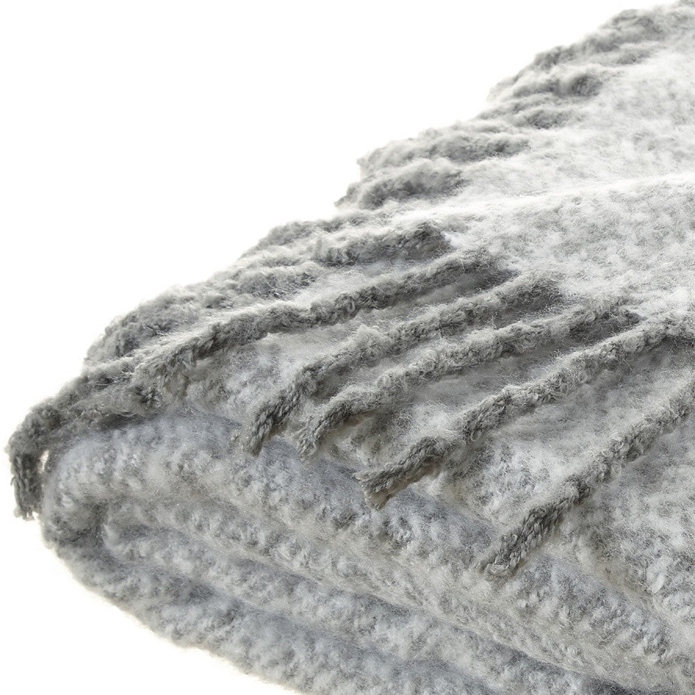 Blush Knitted Acrylic Geometric Throw Blanket