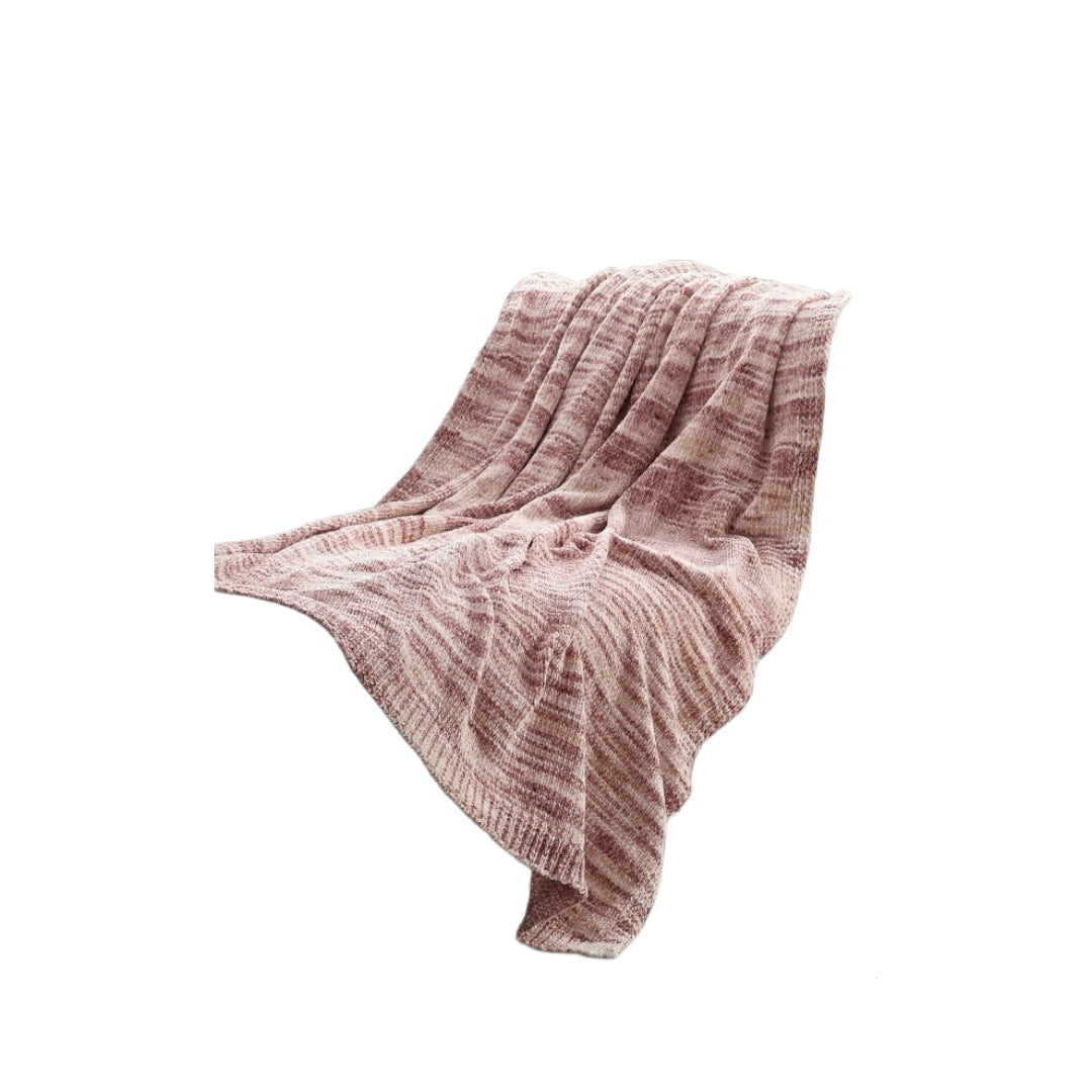 60" X 50" Blush Knitted Polyester Striped Throw Blanket