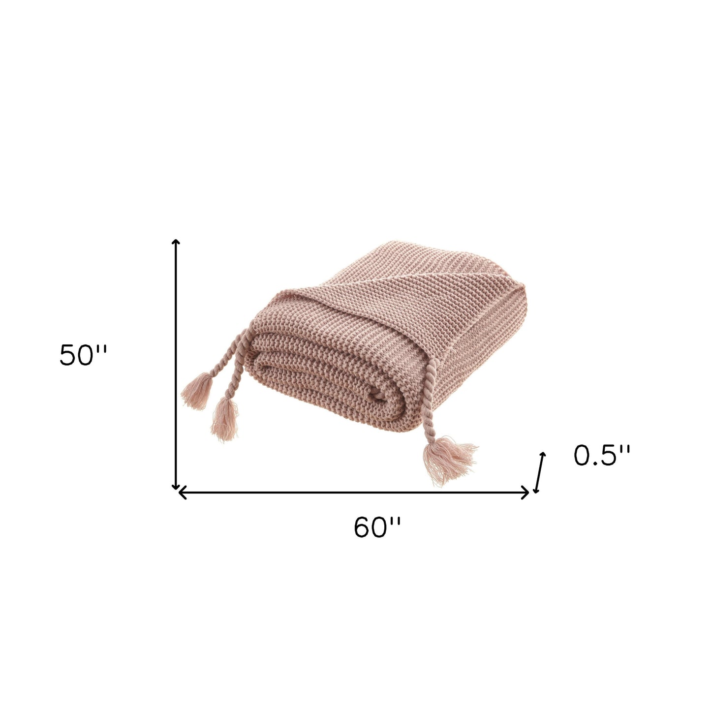 60" X 50" Blush Knitted Acrylic Throw Blanket