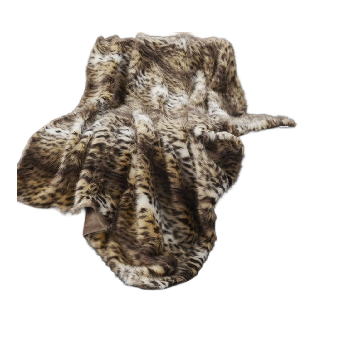 60" X 50" Brown Knitted Acrylic Animal Print Throw Blanket