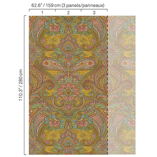 JF Fabrics -Wallpaper 5332 17 Wallpaper Multi,Yellow,Gold  Non-Woven,Mural,Width Extendable - 7575217 W8251