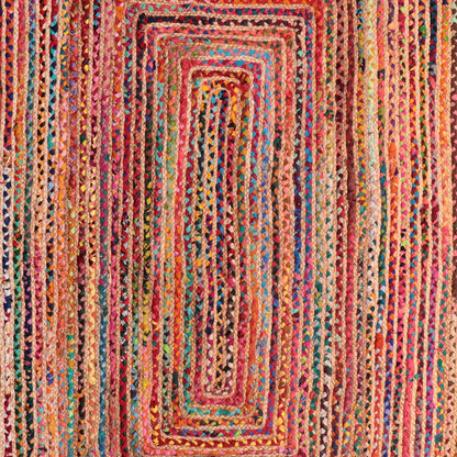3' Tan Geometric Shag Hand Braided Round Rug