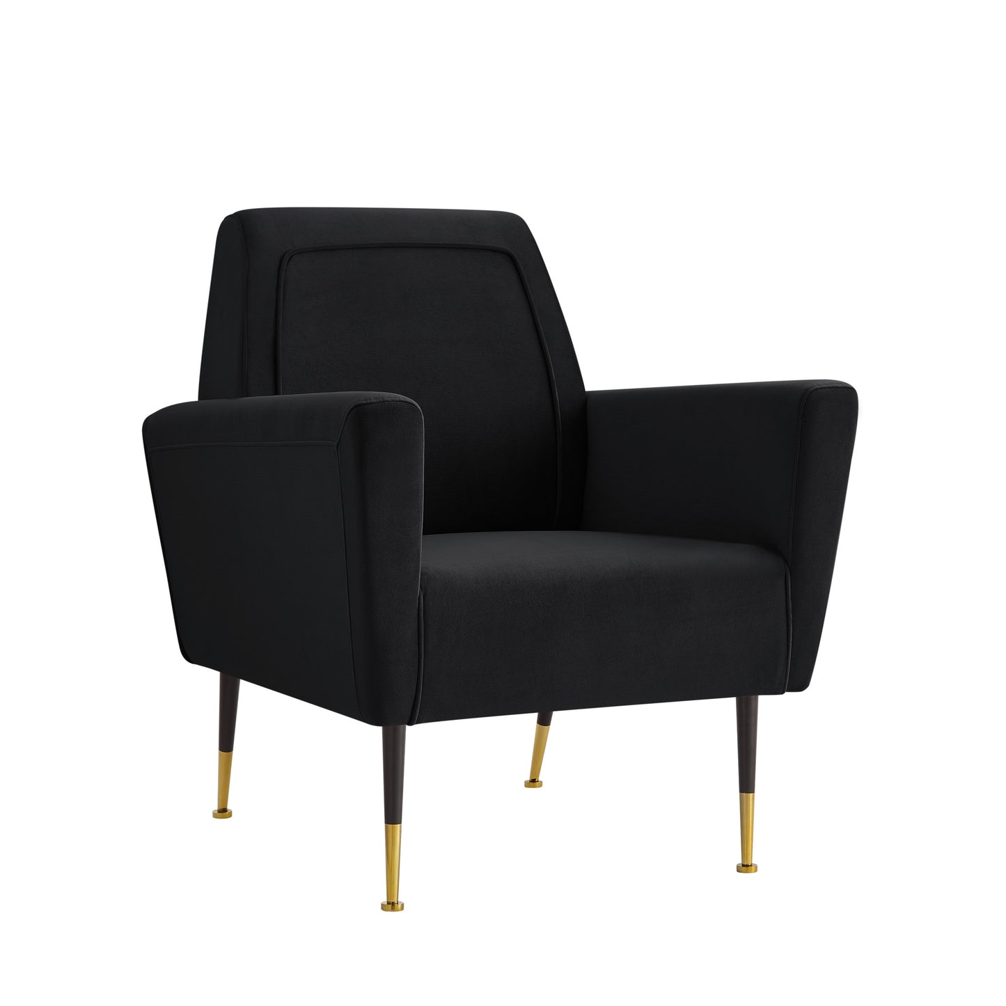 32" Black And Gold Velvet Arm Chair