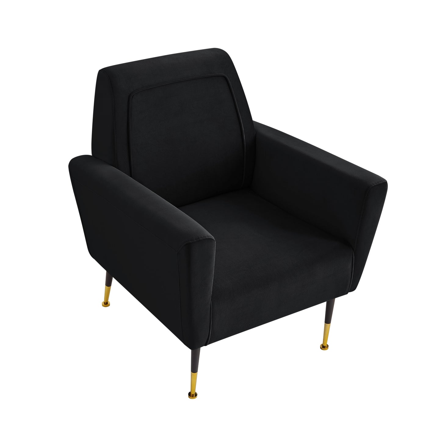 32" Black And Gold Velvet Arm Chair