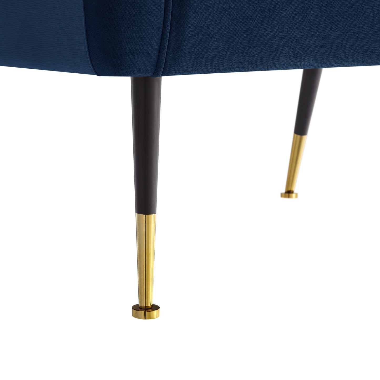 32" Navy Blue And Gold Velvet Arm Chair