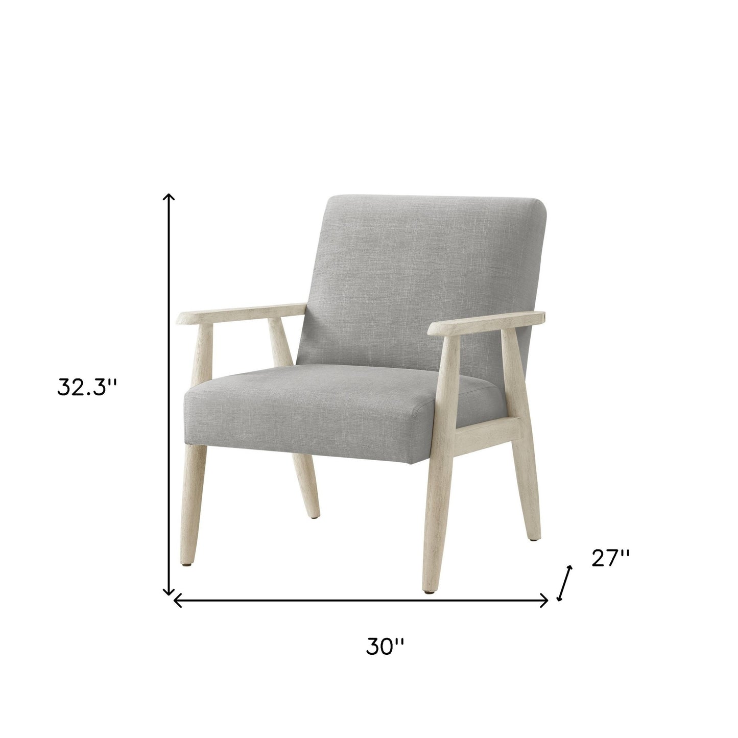 30" Gray And Cream Linen Arm Chair