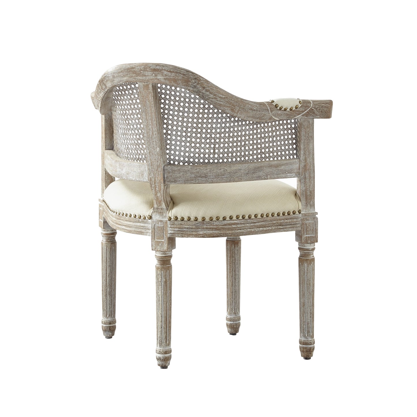 24" Cream And Beige Linen Arm Chair