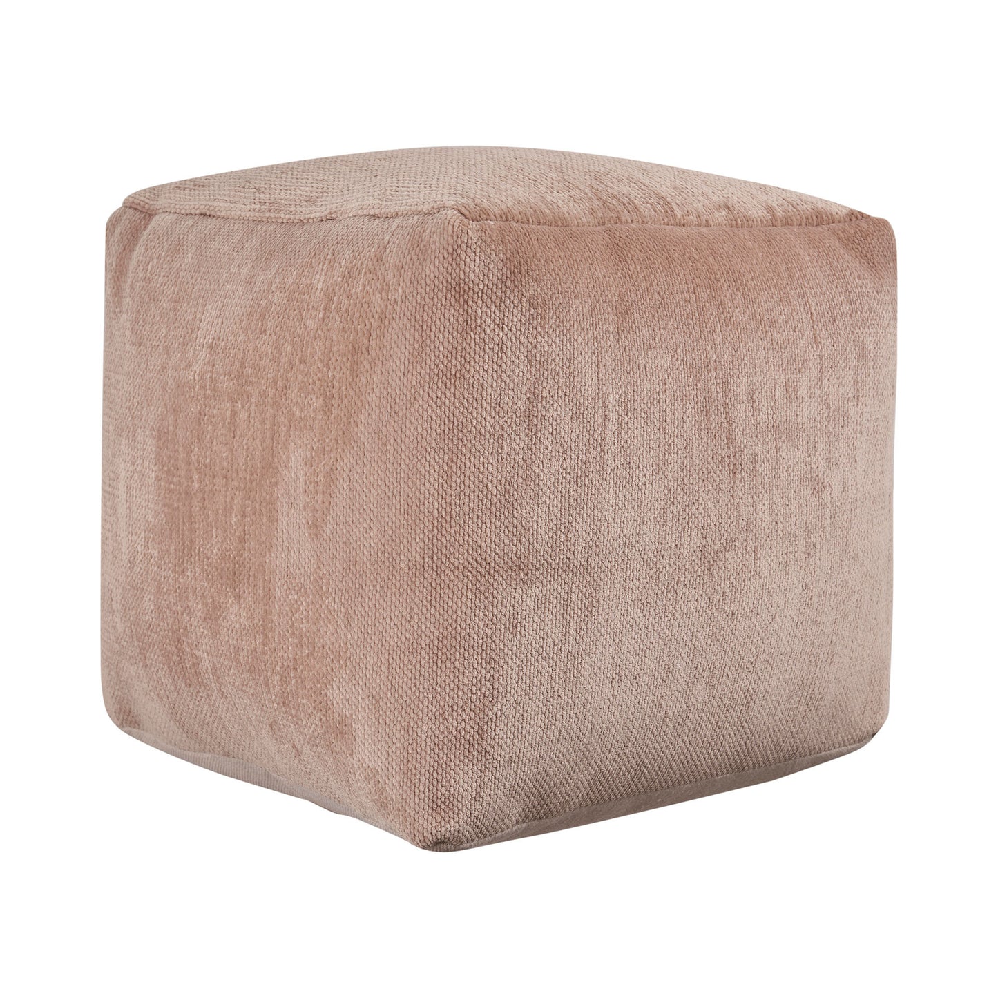 18" Beige Chenille Cube Pouf Ottoman