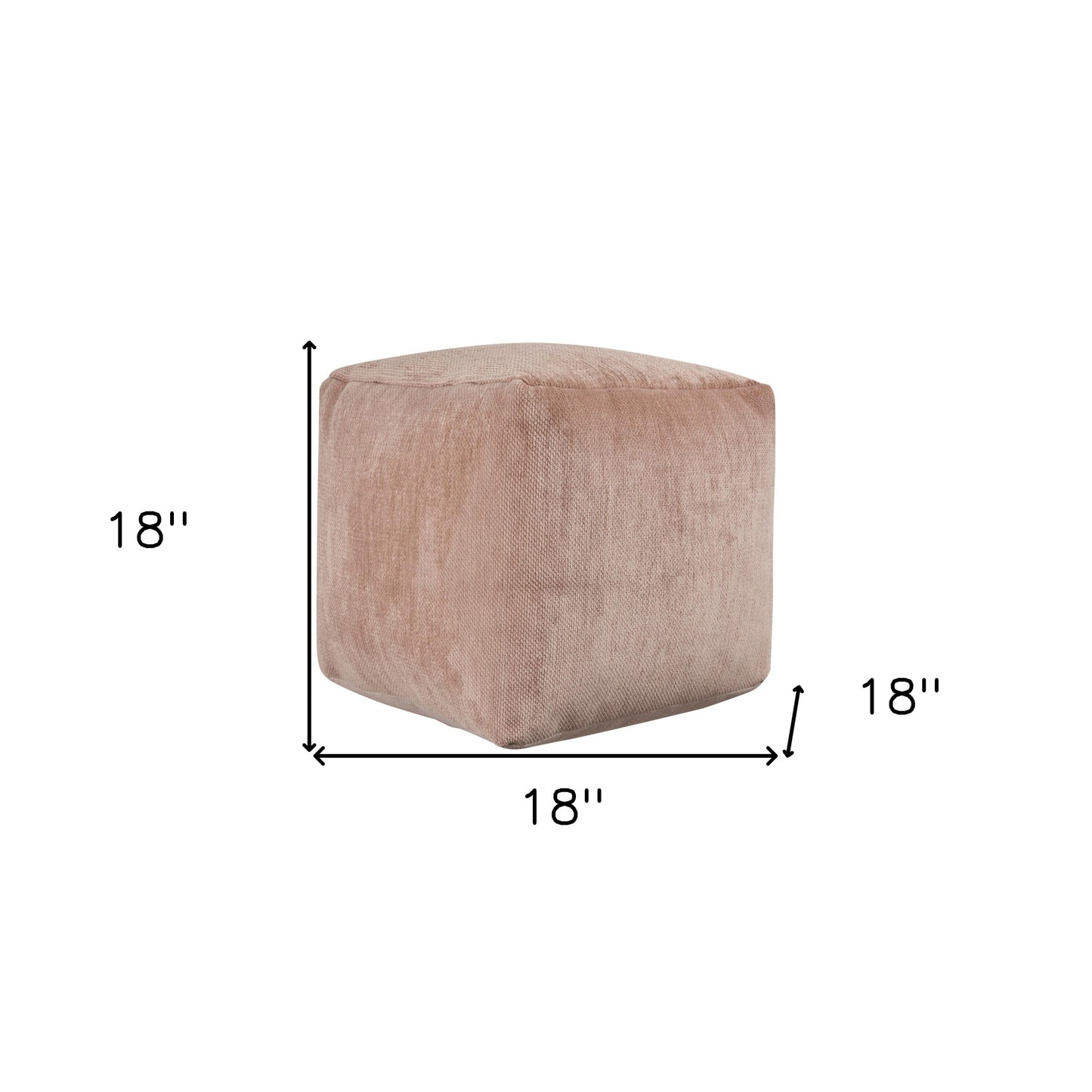 18" Beige Chenille Cube Pouf Ottoman