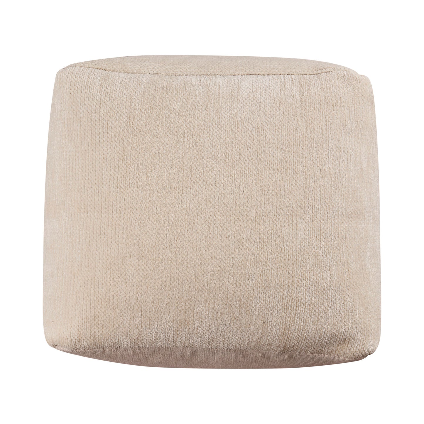 18" Beige Chenille Cube Pouf Ottoman