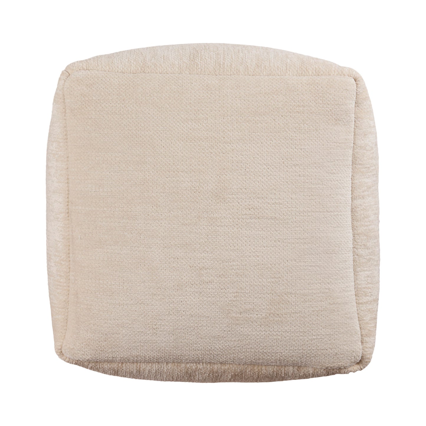 18" Beige Chenille Cube Pouf Ottoman