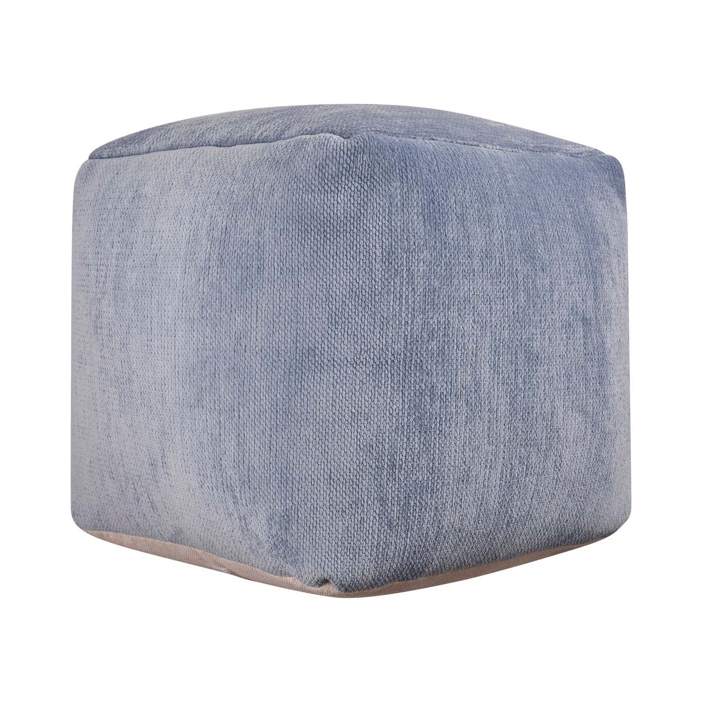 18" Beige Chenille Cube Pouf Ottoman